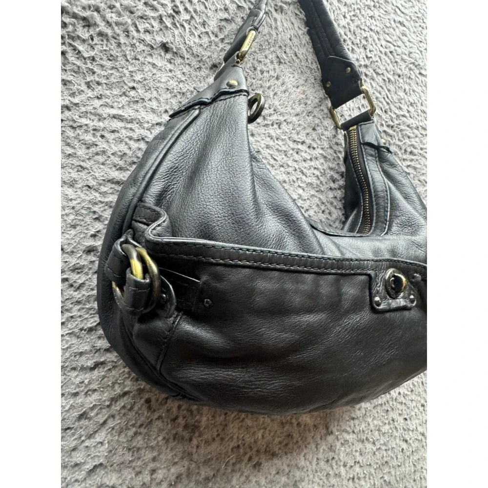 Marc Jacobs Authentic Womens Leather Turn Lock Hobo Shoulder Bag Black 13.5 x 6
